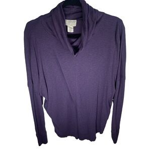 500 Maison Cinqcent Slub Cotton Raw Hem Turtleneck Purple XL